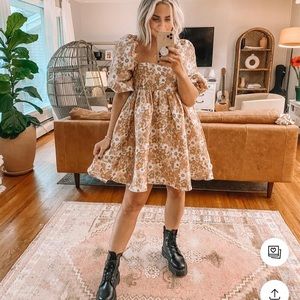 Floral babydoll puff sleeve dress